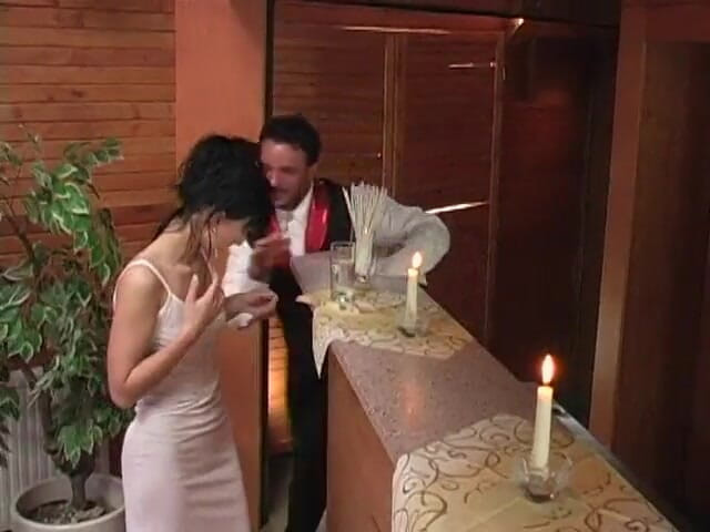 Outdoor pervs: Lucky bartender gets a group of horny friends in reverse...