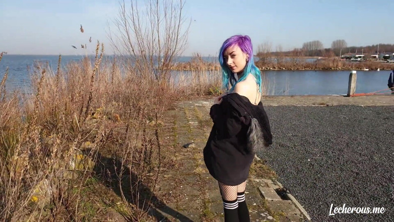 Lecherous: Alisha flashing and getting naked at the marina
