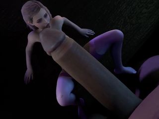 Wraith ward: Девушка-блондинка пытается изо всех сил, чтобы удовлетворить гигантский хуй: 3D порно
