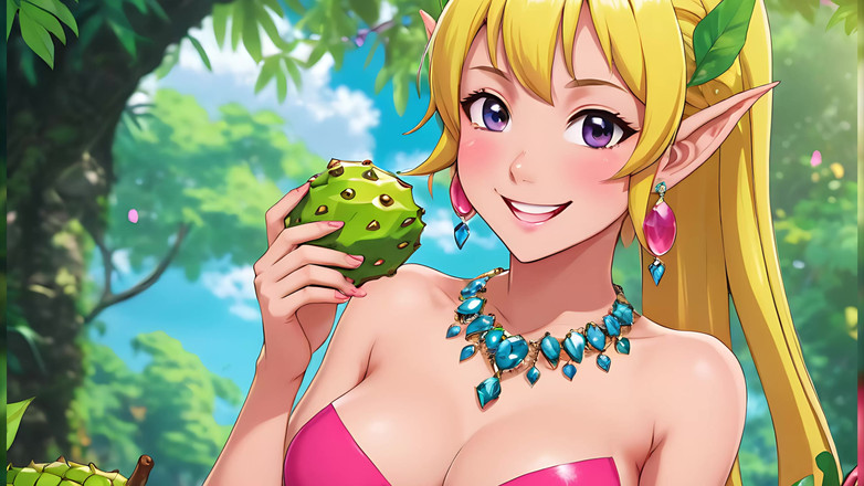 LustRender: Ai Nahá Prezentace umění - Nahá dospělá žena jí soursop