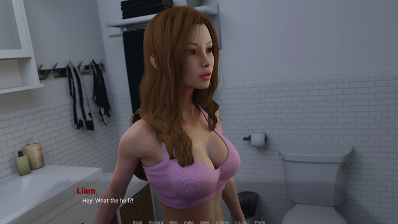3D Cartoon Porn: 집에서 멀리 - 화장실에서 리암에게 김이 모락모락 나는 오럴을 주는 클로이