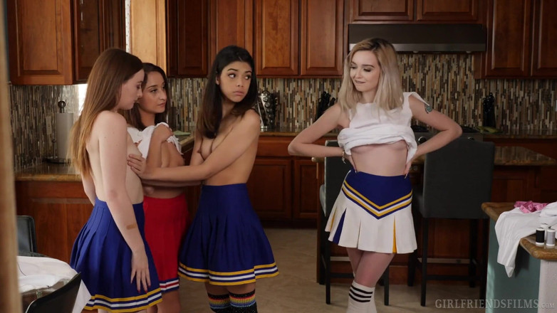Girlfriends Films: Lesbian cheerleaders devour &amp; scissor their tight pussys - GirlfriendsFilms