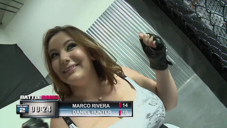 Wonderfull Bigboobs: BBW brunette as a today's sex prize on the boxing...