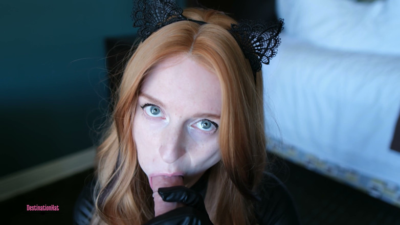 Destination Kat: Leather Blowjob