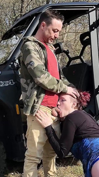 Country exhibition. I get my ass fucked in a forest on a UTV.