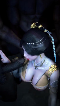 Pelacur Asia cosplay lucu 3d melakukan seks berkelompok