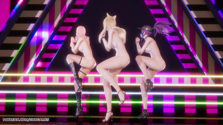 3D-Hentai Games: Mmd Babymonster - Batter up Ahri Evelynn Akali เซ็กซี่ถอดเสื้อผ้า League of Legends...