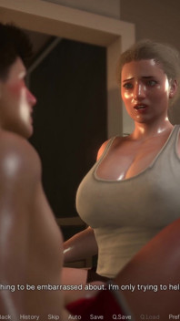 Une femme au foyer sympathique par de la mousse blanche - une belle-mère à forte poitrine prend bien soin de son beau-fils dur 9