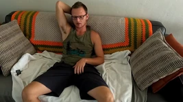 R.goodboy J/o on Couch Watching Daddy Porn Hot Cumshot with Big Buttplug