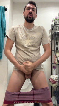 Hot Stepdaddy Jerking off and Busting a Thick Load