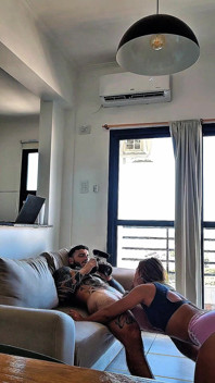 Cleaning in Mini Short: Temptation with My Step-sister on the Floor and the Sofa