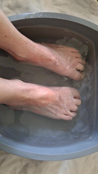 Simp to My Veiny Feet Soaking in a Foot Bath