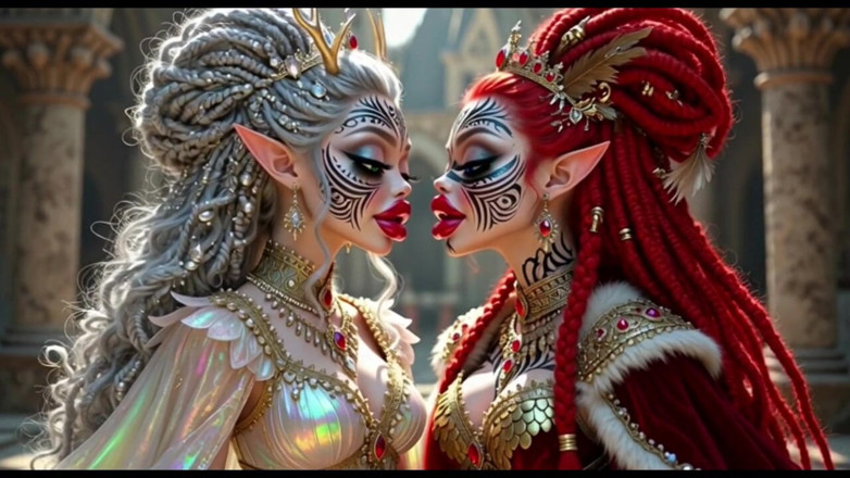 Hot girl dancing: Beautiful Elves Princess Kissing, Ai Animation