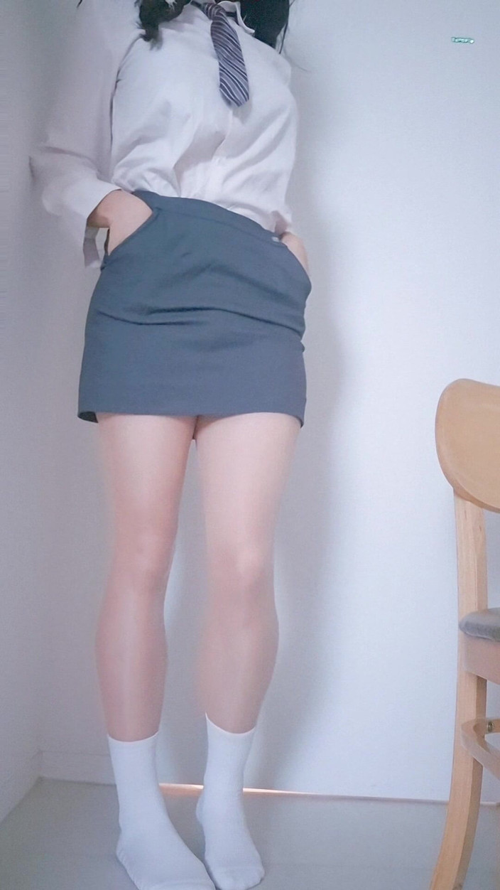 Harin: A Naughty Sissy in Korean Schoolgirl Uniform and White Ankle...