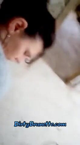 Dirty Brunette: Horny couple doing it in abdndoned house
