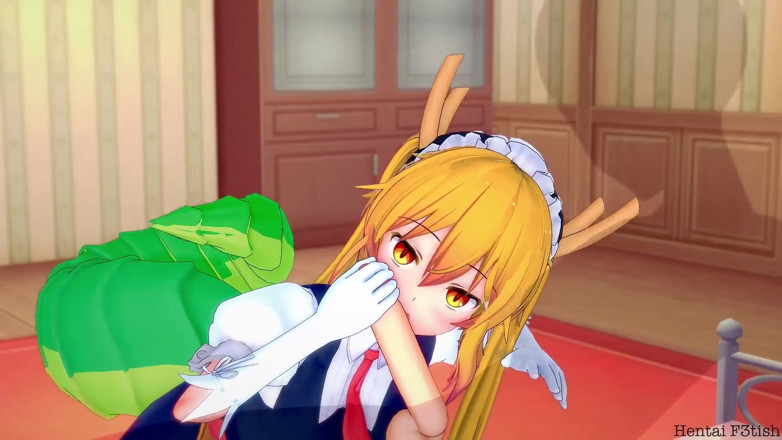 HentaiF3tish: Dračí služka slečna Kobayashi hentai: Tohru dostává obrovskou nálož