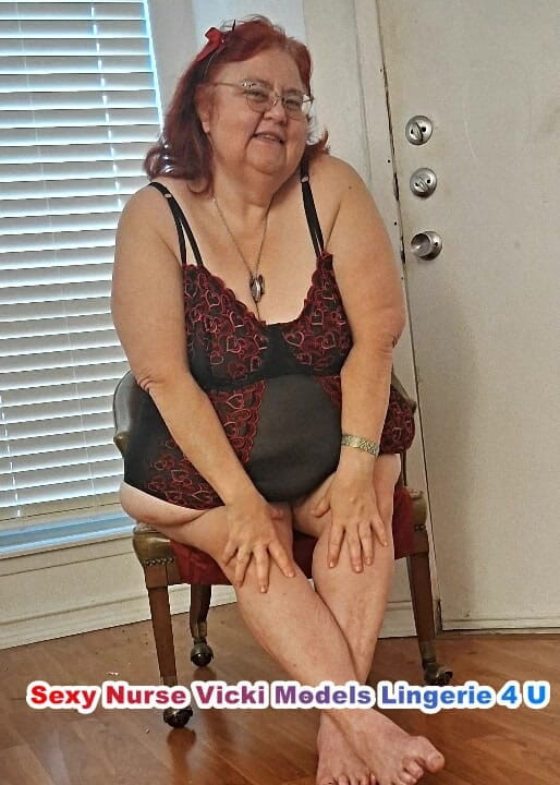 BBW nurse Vicki adventures with friends: BBW Mature Redhead Nurse Vicki Models Lingerie