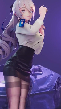 Pardon; Genshin-impact; Bronya; Kantoordame uniform; Potloodrok; Kruisloze zwarte netkousen; Erotische tatoeages