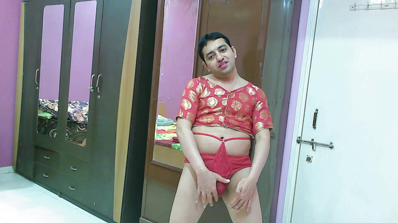 Cute & Nude Crossdresser: Sweet sissy crossdresser femboy Sweet Lollipop in a top, pantie...