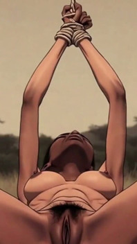 Ebony African Beauty Bound in Wild Savanna - Fear & Intense Arousal