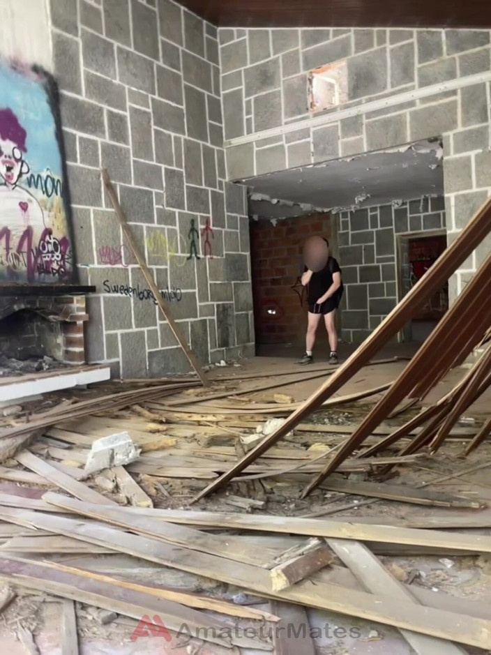 AmateurMates: Amateur Boy Caught Bare Ass in Abandoned Building