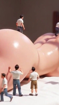 Giantess Body Explored by Tiny Men - Wet Pussy Arousal