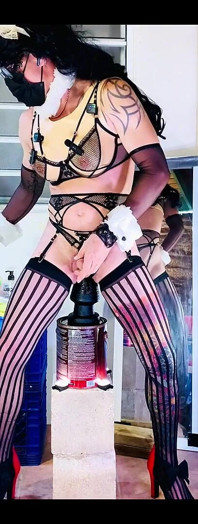 Femboy Sexy Lingerie Riding Big Black Dildo