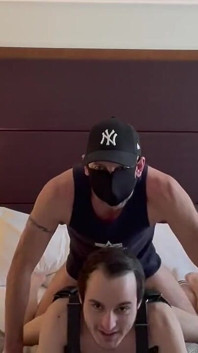 Masked Stepdaddy Fucks Dump Twink Bareback and Fills Him with Cum