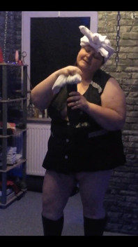 Sexy Housewife in a Lab Coat Cleans Intensively with Sexy Dildos