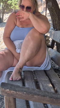 Horny Wife Masturbates on the Bench