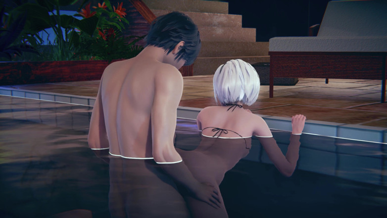 Waifu club 3D: 2B โดนเย็ดท่าหมาในสระว่ายน้ำ