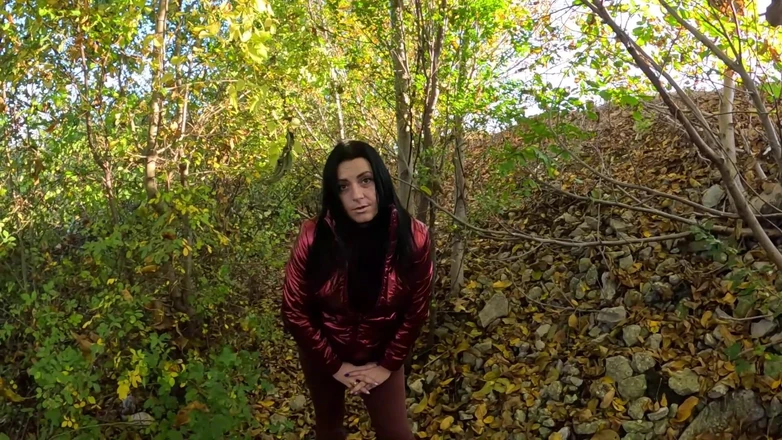 MilfyCalla: Risky Outdoor Blowjob by the Lake Red Shiny Downjacket Fetish 316