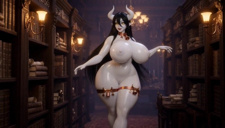 Stories&Anime: Albedo Forbidden Library - Jeu de seins à minuit et toucher de...