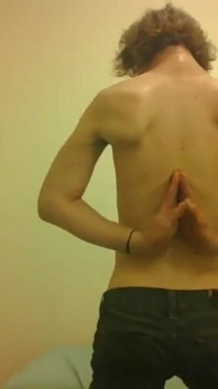 Topless Transgirl Surprised at Her Own Flexibility