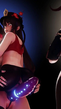 Hutao X Beidou Strap on Sex Genshin Impact Dragon Dildo Bad Dragon
