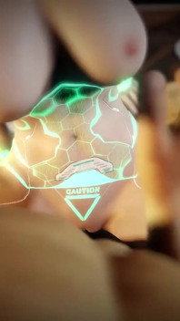 În picioare în poziția misionarului cu robot de sex verde în POV | Parodie Cyberpunk