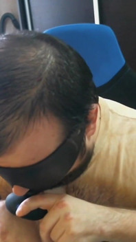 Disabled Person Trains His Mouth Before a Blowjob