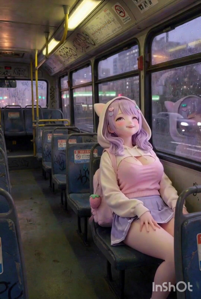 Wertstofsamler: Blyg Kawaii hentai flicka, ensam på buss