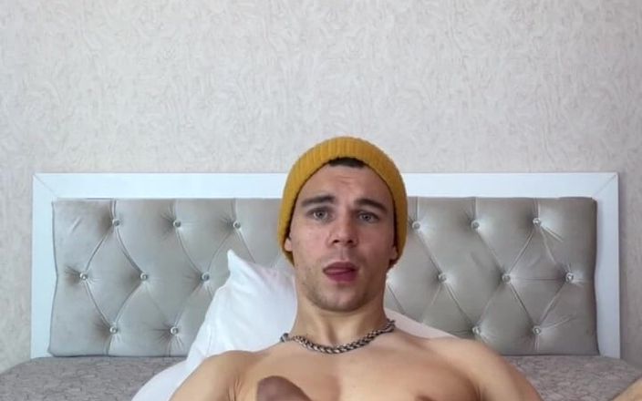 Max_Russell: A Young, Strong Guy Jerks off a Big Dick Lying...
