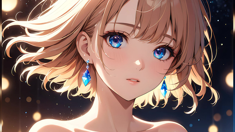 LustRender: ボケの夢:浮かぶ光の中の美しい若い女性