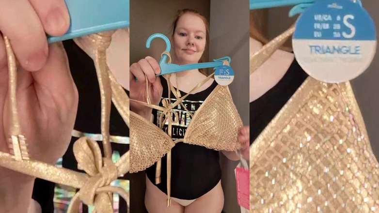 Lady Inari: Fitting - Fato de banho dourado no camarim