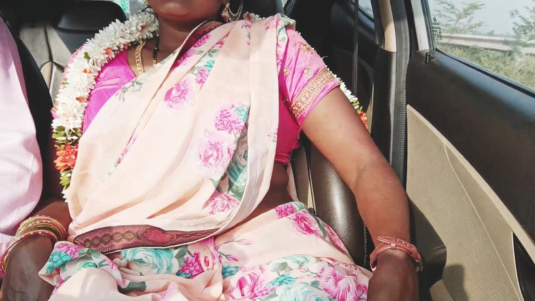 Telugu honey lips: Hedvábná tetička sex v autě, Telugské špinavé řeči, epizoda -1, část - 3, sexy saree Telugská...