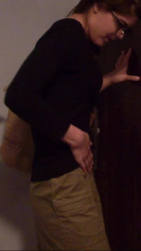 Skinny Teen with Glasses Full Bladder Desperation and Trying Pee on the Floor