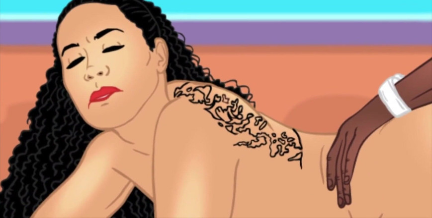 Back Alley Toonz: Tatuada rabuda latina recebe seu rabo fodido por bbc cartoon...