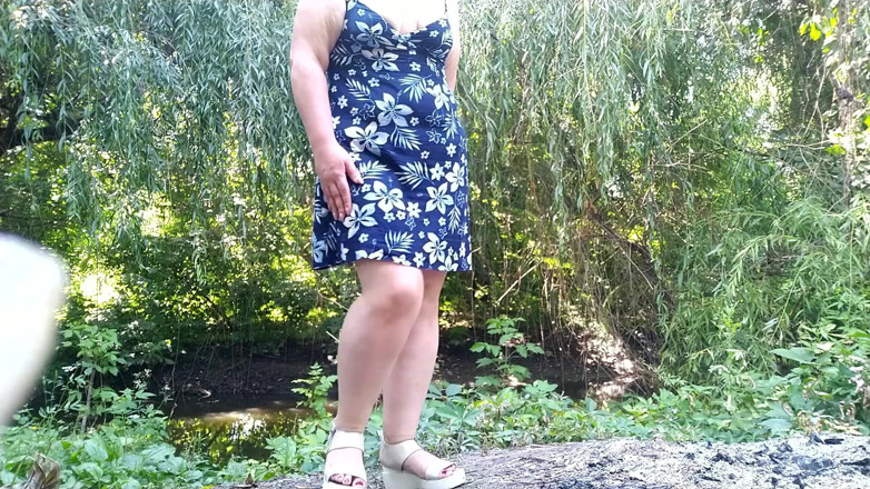 OurFetishLife: Peeing standing through pink panties in nature