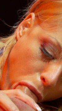 Sweet blonde in fishnets anally fucked and milked in mouth