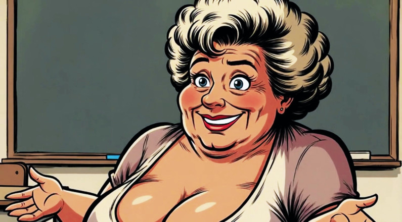 AI Porn: Naughty Cleavage Teachers Tease
