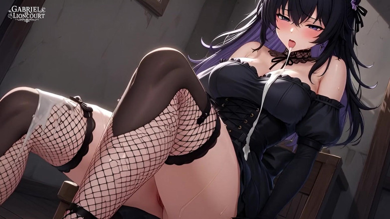 Gabriel de Lioncourt AI: Fanoušek goth girl šuká Rockstar v zákulisí - Hentai 1