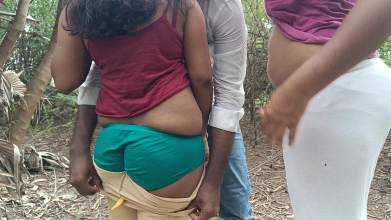 Inba: Hot Threesome hard fucking in outdoor