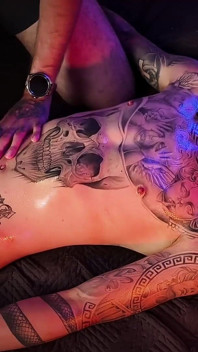 Camilo Brown Giving an Intense Oil Handjob to Hot Tattooed Twink Inked Mike